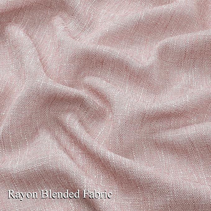 Vision Home Pink Pinch Pleated Semi Sheer Curtains for Girls Bedroom Living Room Textured Light Filtering Window Curtains 72 inch Rayon Blended Pinch Pleat Pink Drapes with Hooks 2 Panels 40" Wx72 L